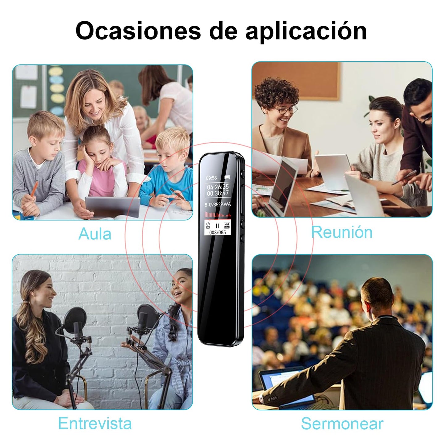 Grabadora de Voz Digital RYEWGRV 8 GB con Reducción de Ruido Recargable