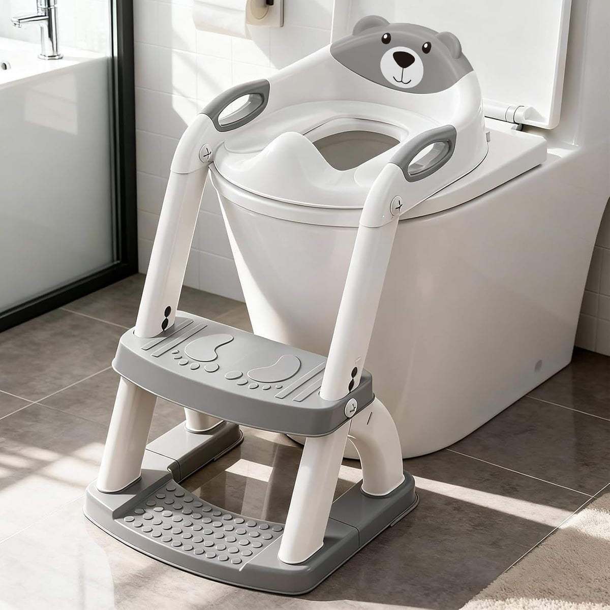 SKYROKU - Asiento de entrenamiento para orinal para niños pequeños, asiento de inodoro para niños y niñas, 2 en 1, con protector antisalpicaduras y base antideslizante, nueva base estabilizada en