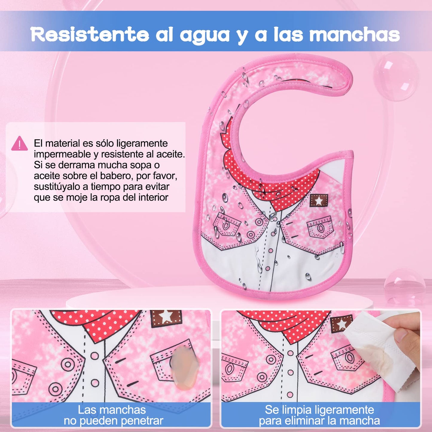 Lictin Baberos de Bebé-12pcs Baberos de Bebé para Niños Baberos de Bebé Impermeables con Diferentes Estampados Ajuste Unisexo para Bebé de 3-24 meses(Rosa)