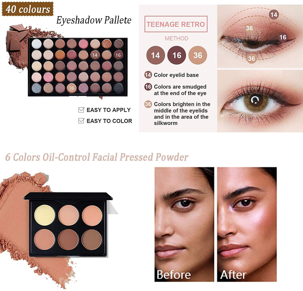 Kit de Maquillaje Profesional, Juego de Maquillaje Paleta de Sombras de Ojos Face Set Completo Cosmética, Todo en Uno Makeup Gift Set Incluye Eyebrow cream, Brillo de Labios, Brochas de Maquillaje