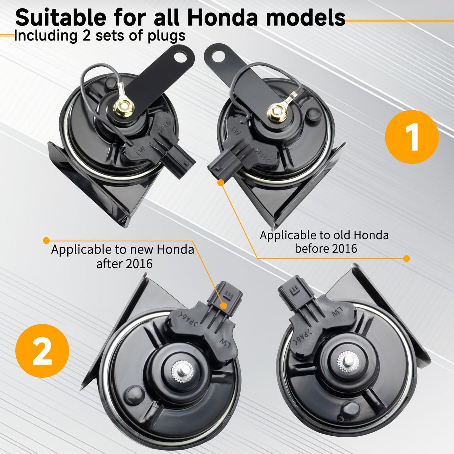 FARBIN Bocina automática especial con interfaz compatible con Honda/New Civic 12 V, bocina de coche fuerte con rejilla protectora, bocinas eléctricas de caracol de tono dual, impermeables y a prueba