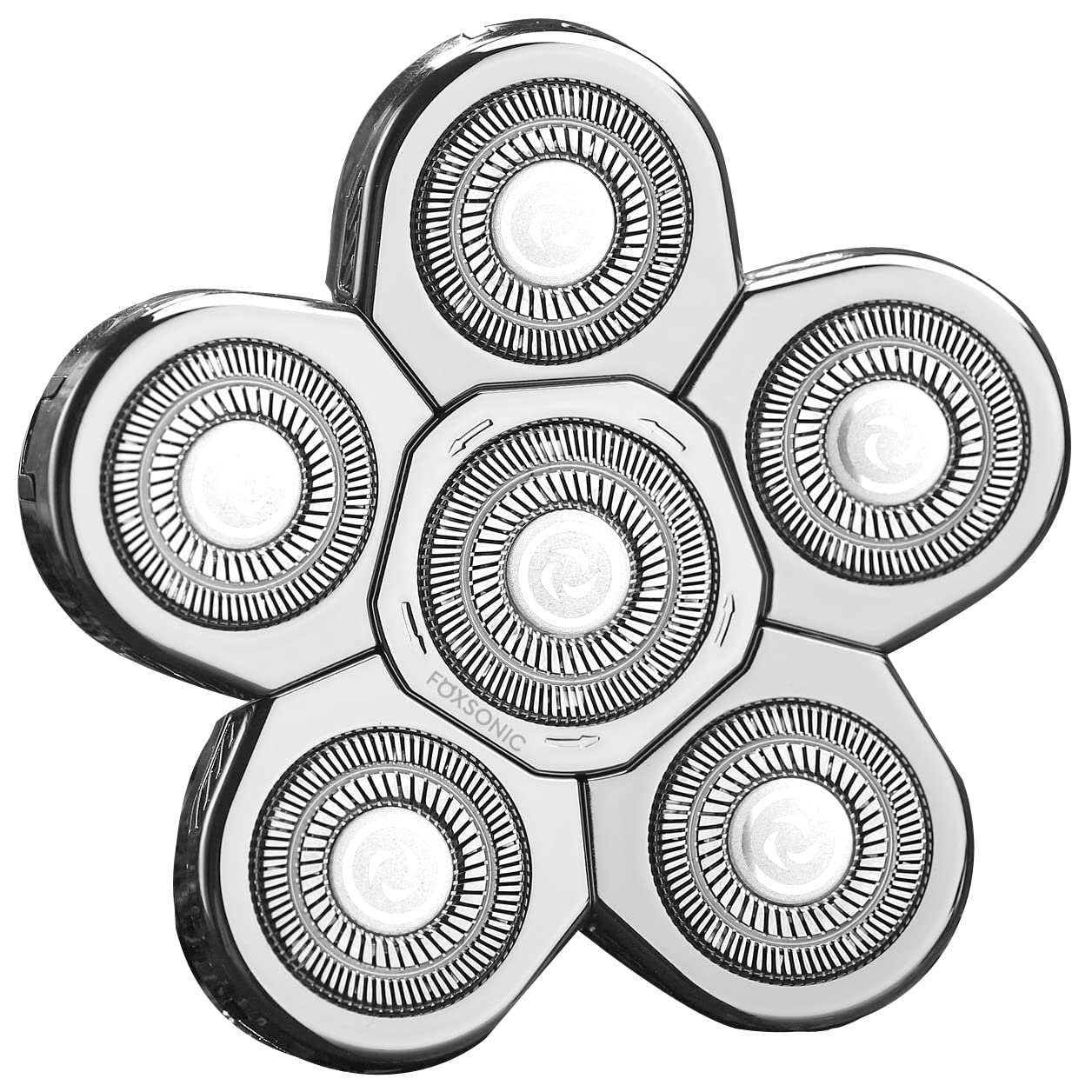 FOXSONIC Silvery - Cabezales de repuesto para afeitadora eléctrica para hombre, cabeza de repuesto de 6 cuchillas
