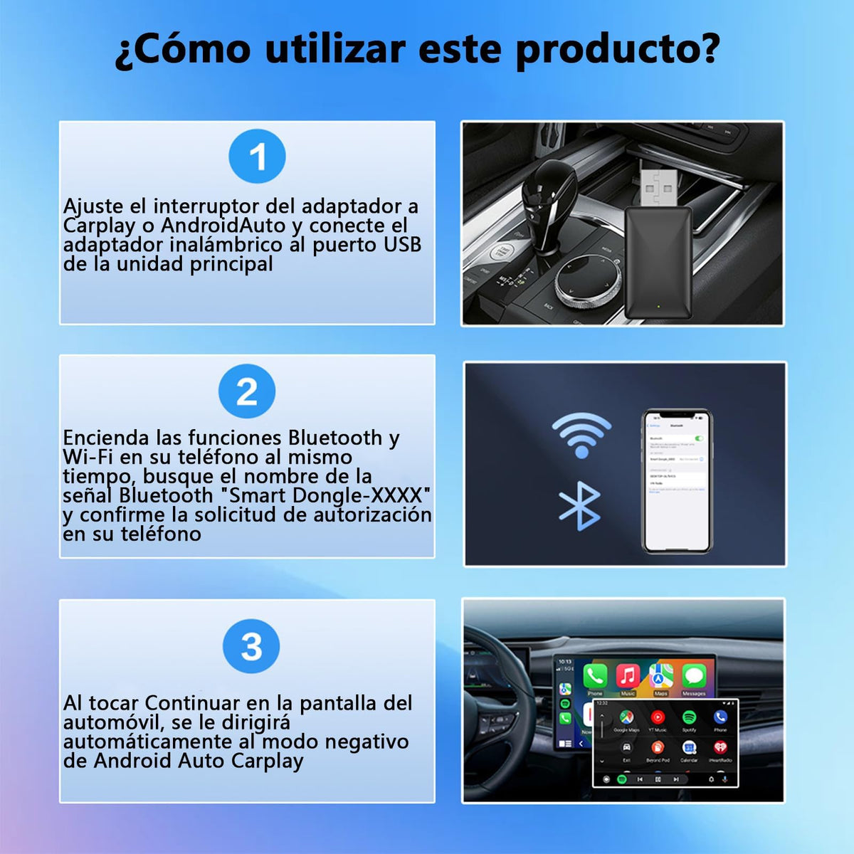 Adaptador CarPlay VDDGRER Inalámbrico Convertidor 2 en 1 para Auto Compatible con iPhone iOS 10+ y Autos 2017+