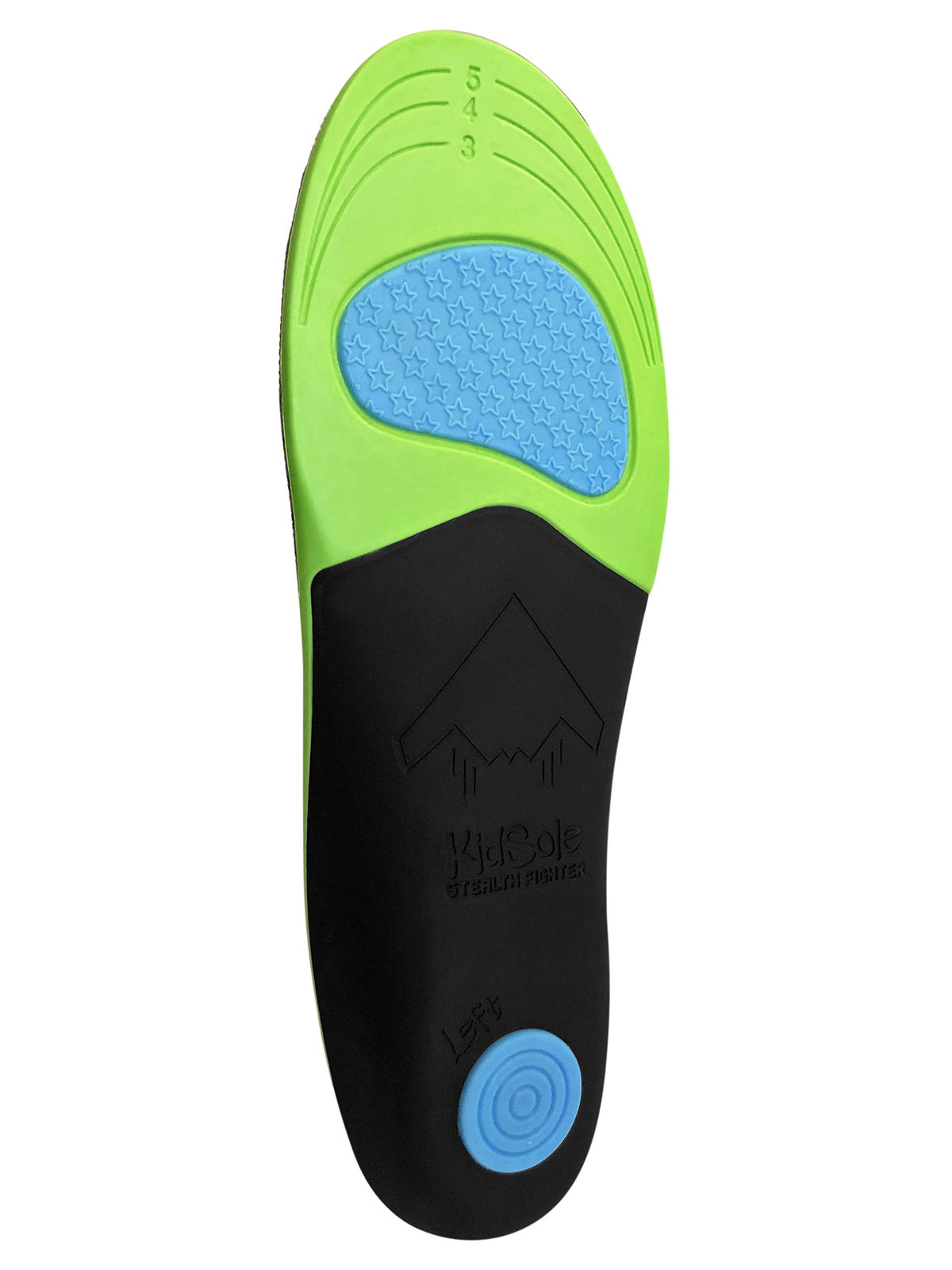 Plantilla de Soporte KidSole Stealth Fighter Negro con Arco Alto y Espuma Viscoelástica para Niños
