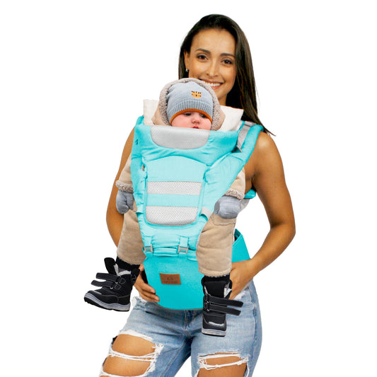 Mochila Portabebés KIDDOS Azul Ergonómica y Transpirable Ajustable para Bebé