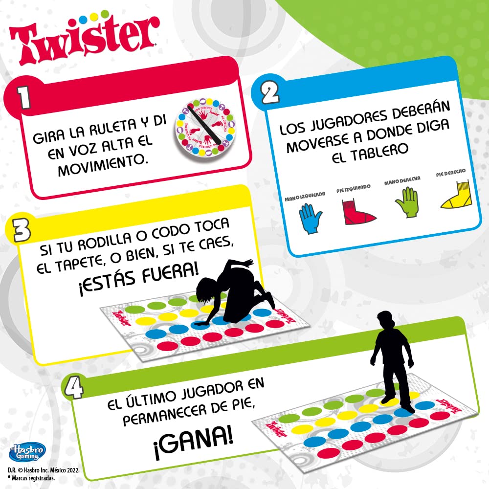 Juego de Mesa Twister Hasbro Gaming Verde Diferenciador para Niños y Niñas de 6+ Años
