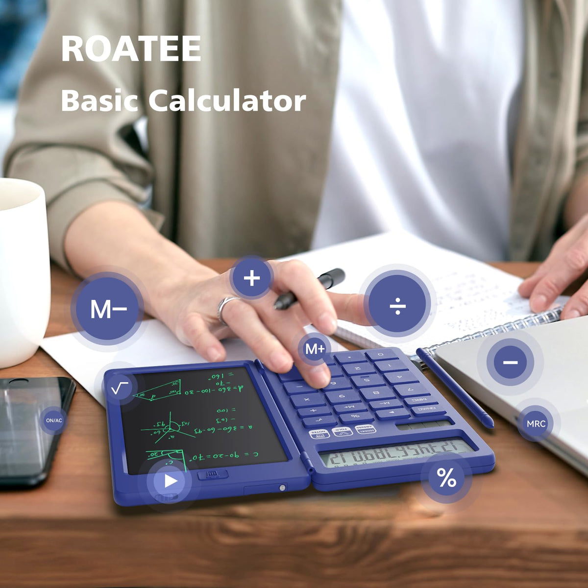 Calculadora Básica ROATEE de Escritorio LCD Borrable para Escuela Secundaria