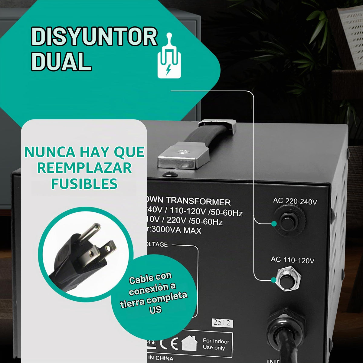 Convertidor de Voltaje LiteFuze LT Series 3000 W con Enchufe Universal Certificado CE