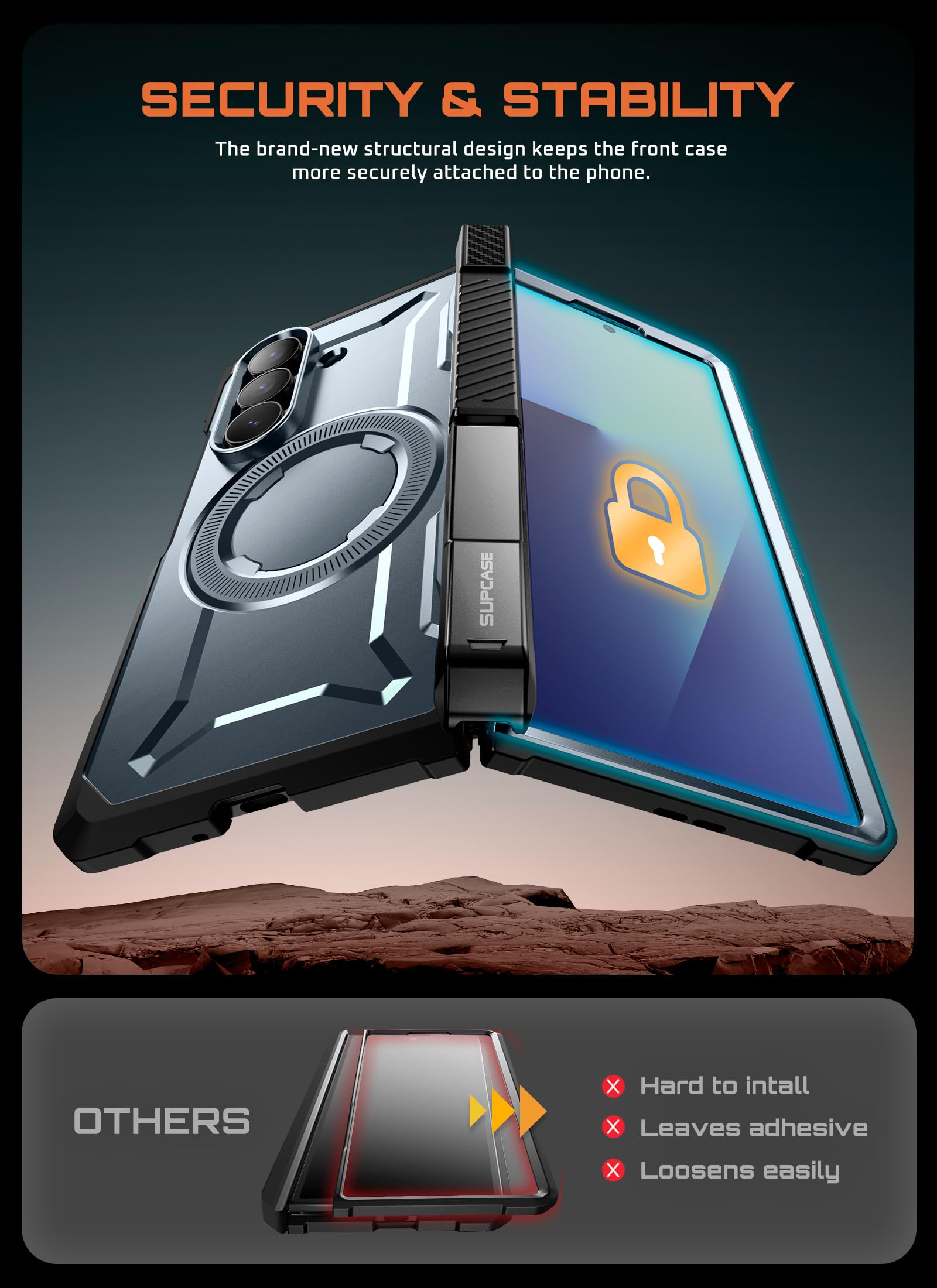 Funda Magnética SUPCASE Azul con Protección Militar y Vidrio Templado para Samsung Galaxy ZFold 7