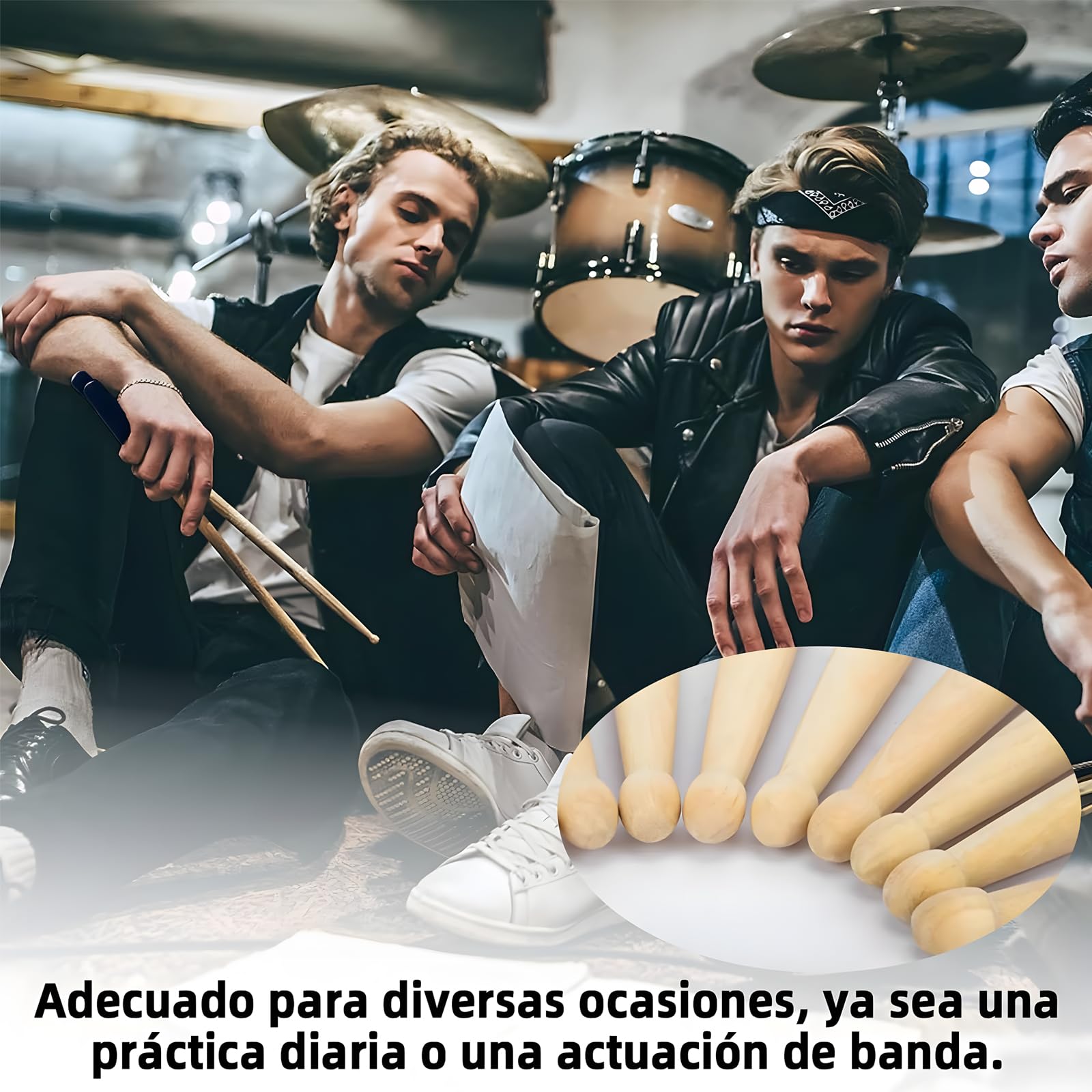 YDGAKN Baquetas para Tambor 3 Pares, Baquetas 5A Profesionales, Baquetas para Bateria 5A Profesionales Madera de Maple, Juego de baquetas para baterías acústicas o electrónicas antideslizante
