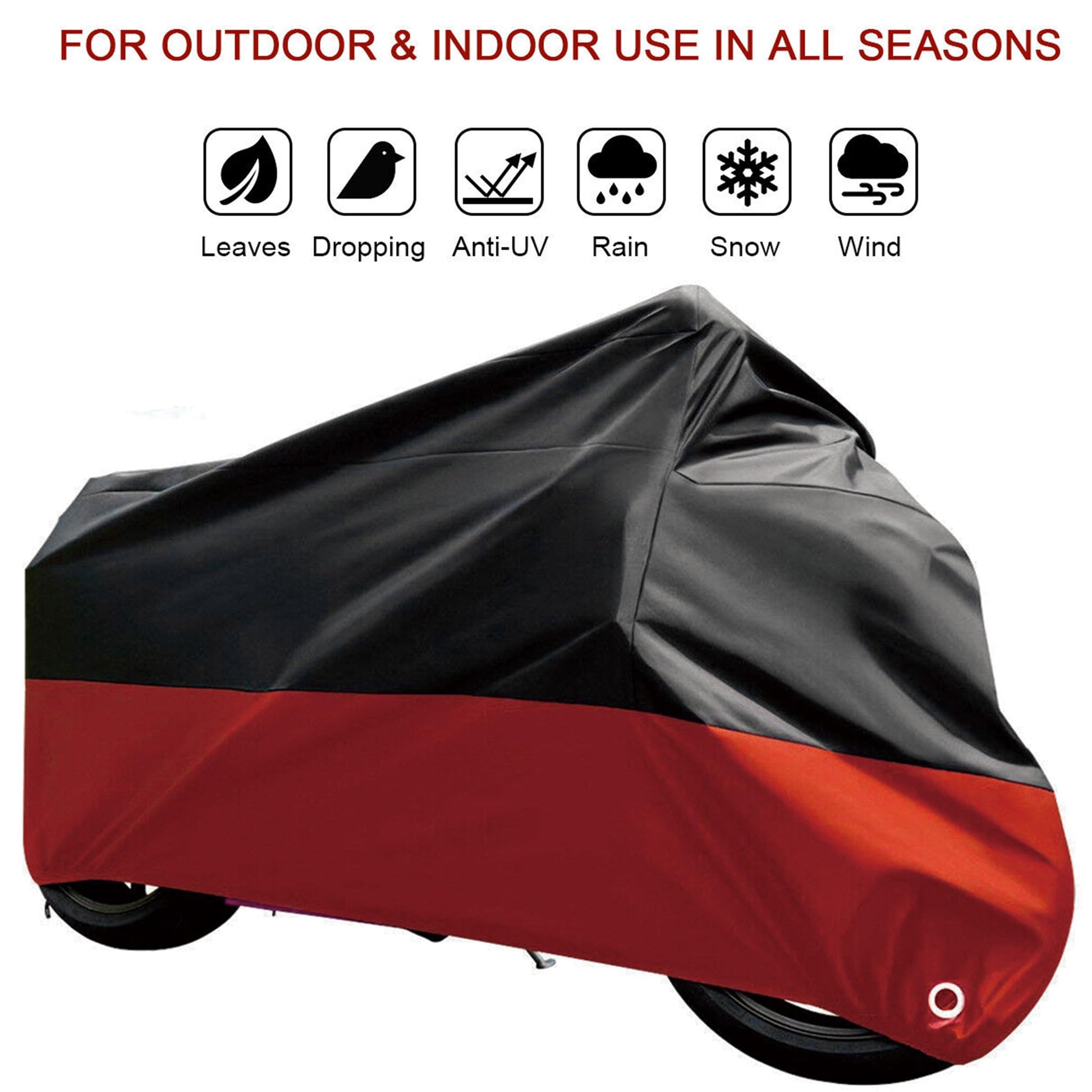 Cubierta Protector para Moto Protección contra Polvo/Lluvia,190T Tela Oxford Funda Moto Impermeable,Es adecuado para la mayoría de las motocicletas,por ejemplo,Harley,Honda (CHEZAO-B-Black and Red)