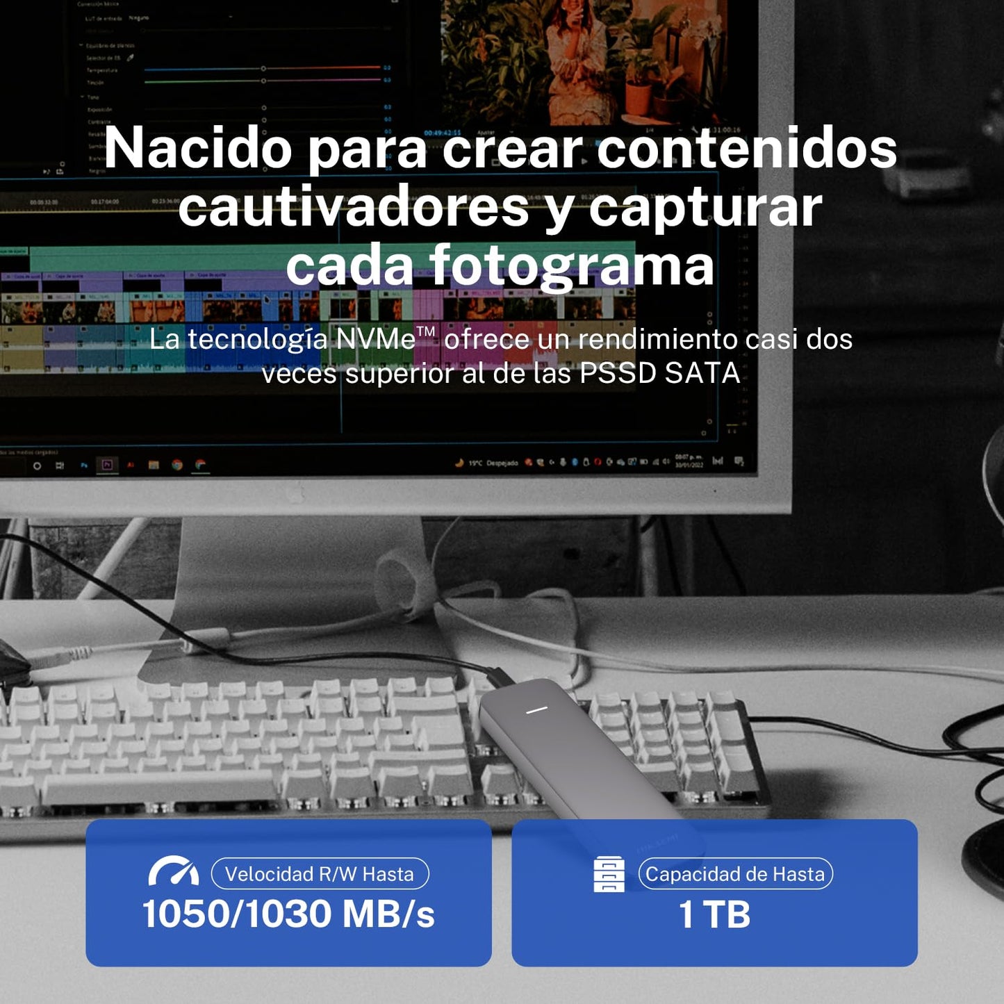HIKSEMI SSD Externo Portable, Elite 1T [Nueva Generación], Capacidad: 1024GB, Lectura: 1050MB/s y Escritura:1030 MB/s, Compatible con Windows/Mac/Android 4.4 y Superior, USB 3.2, Gen2 Type-C