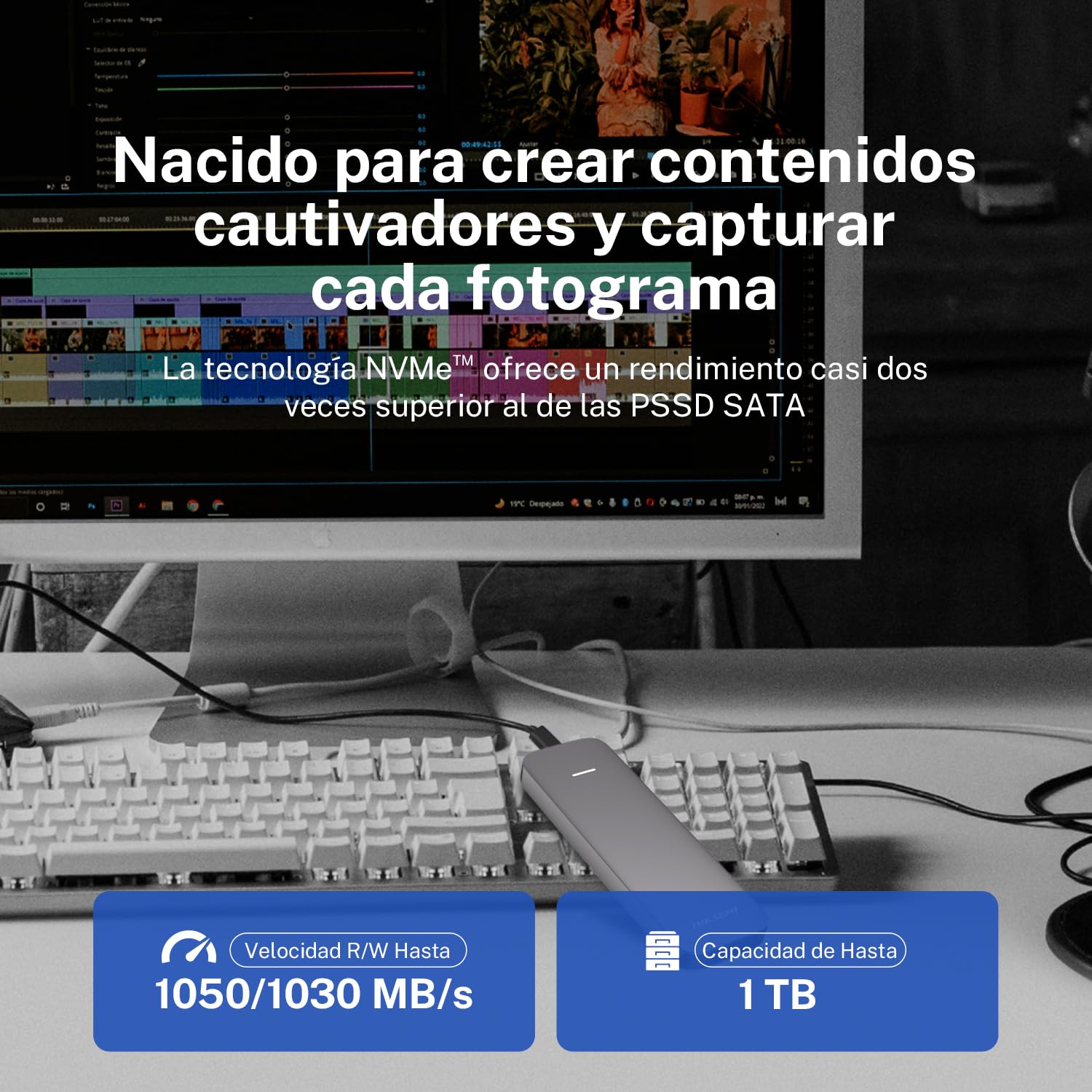 HIKSEMI SSD Externo Portable, Elite 1T [Nueva Generación], Capacidad: 1024GB, Lectura: 1050MB/s y Escritura:1030 MB/s, Compatible con Windows/Mac/Android 4.4 y Superior, USB 3.2, Gen2 Type-C