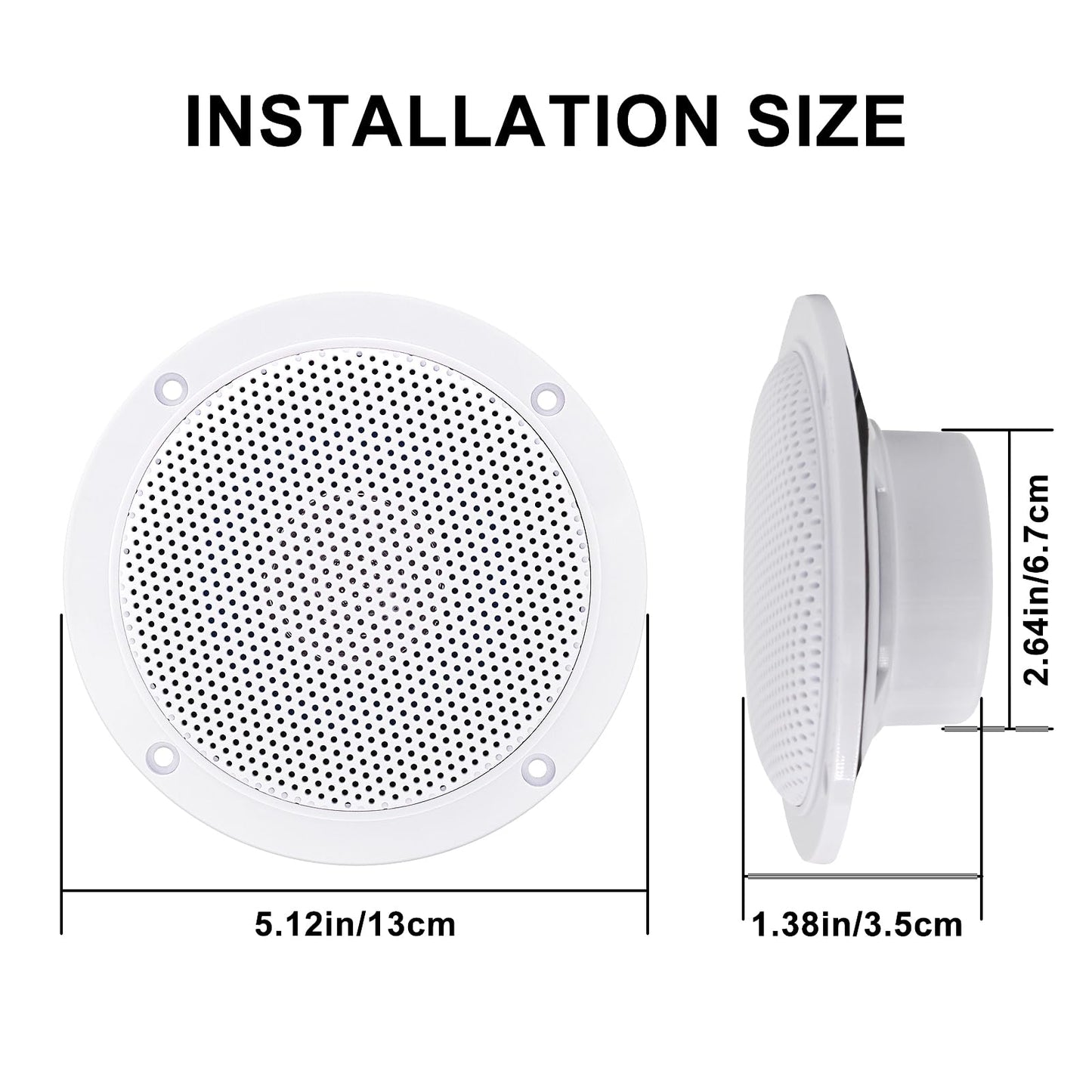 Herdio Altavoces de Techo Impermeables de 4 Pulgadas para baño, Cocina, hogar, Caravana, Carrito de Golf, Barco con Montaje Empotrado,Compatible con Bluetooth
