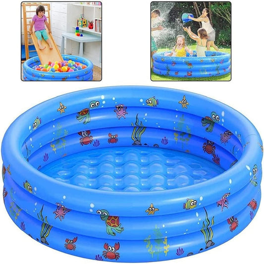 Jesir Alberca Inflable para Niños,Mini Piscina Infantil Redonda De 3 Niveles,Juguete De Agua para Adultos para Niños Y Niñas De Verano,130x40 Cm (Azul)