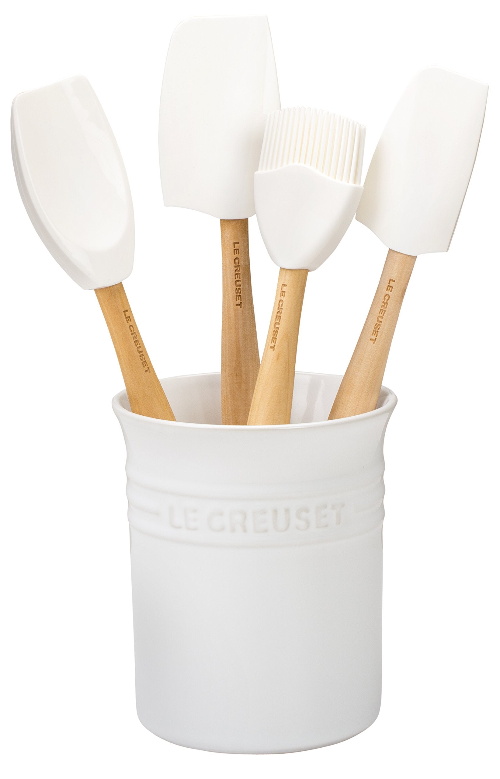 Le Creuset of America Craft Series - Juego de utensilios de cocina de 5 piezas, color beige, Blanco, 1