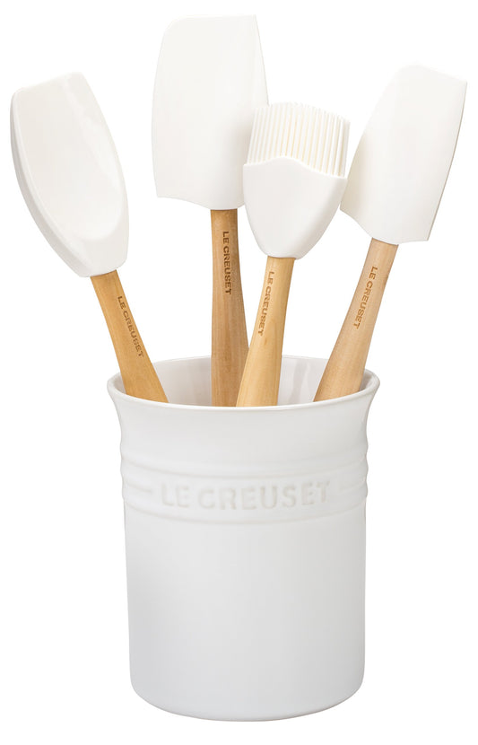 Le Creuset of America Craft Series - Juego de utensilios de cocina de 5 piezas, color beige, Blanco, 1
