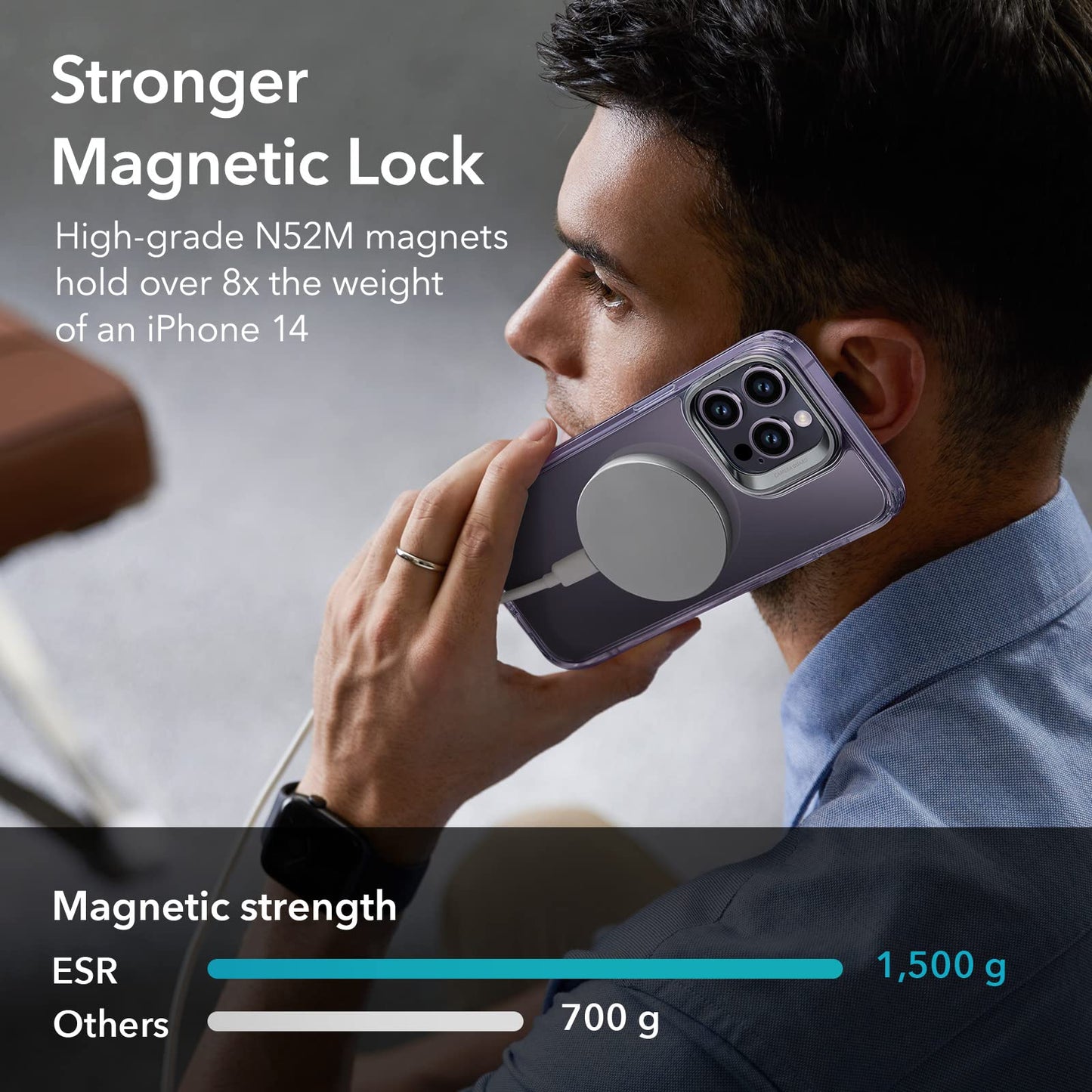 ESR - Funda para iPhone 14 Pro MAX, Compatible con MagSafe, Soporte de Anillo de cámara Integrado, protección de Grado Militar, Funda magnética para iPhone 14 Pro MAX, Funda clásica con Soporte
