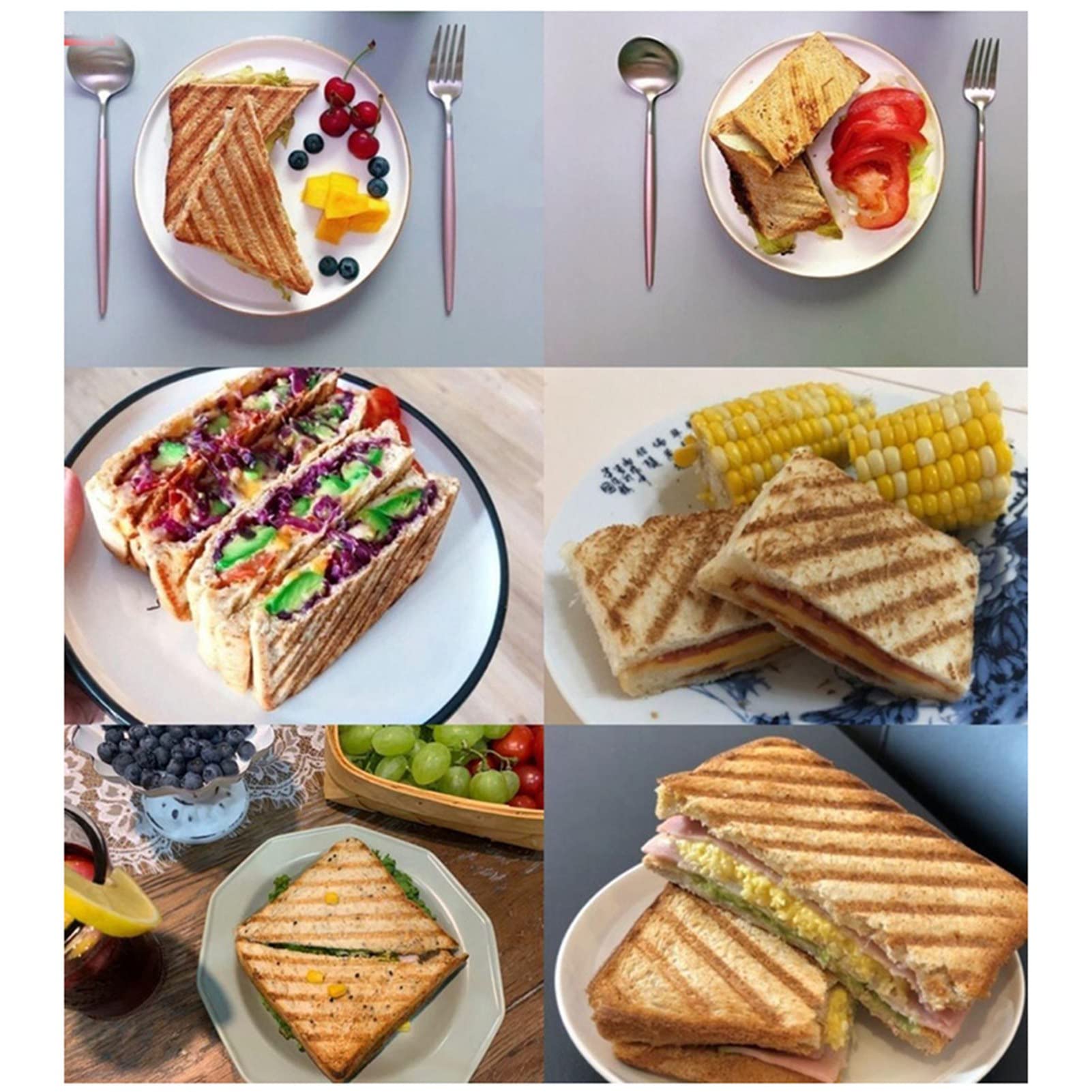 CHICIRIS Sandwichera caliente, sandwichera antiadherente, tostadora, sartén, prensa de panini de doble cara, sandwichera, patrón de cuadrícula
