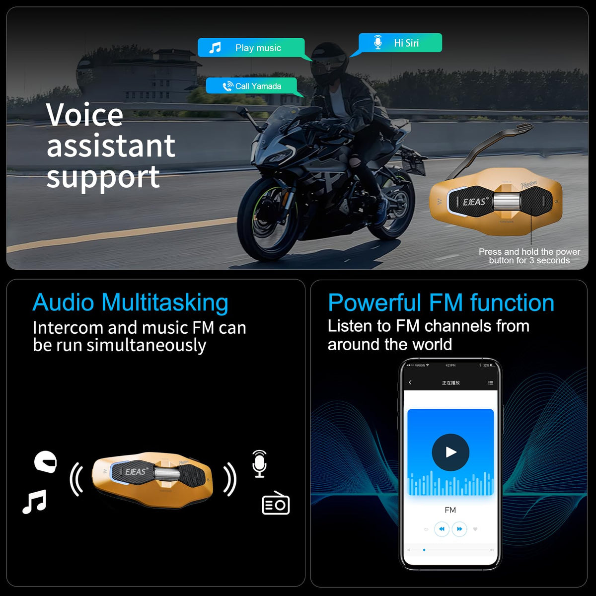 Casco de Motocicleta iSunergy X10 Bluetooth Negro con Intercomunicador y Reducción de Ruido Doble para Hombre