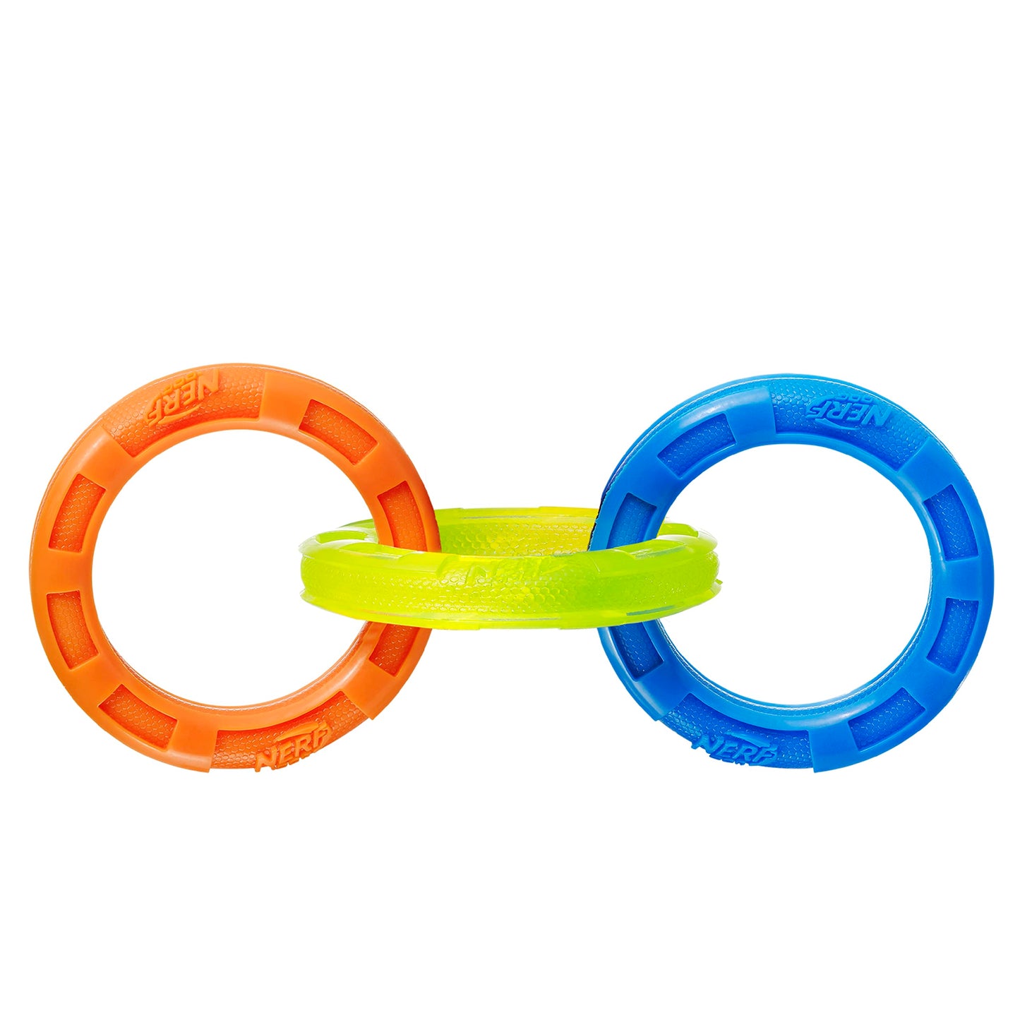 Juguete Tirón Nerf Dog Azul Verde Naranja con 3 Anillos de 29,2 cm