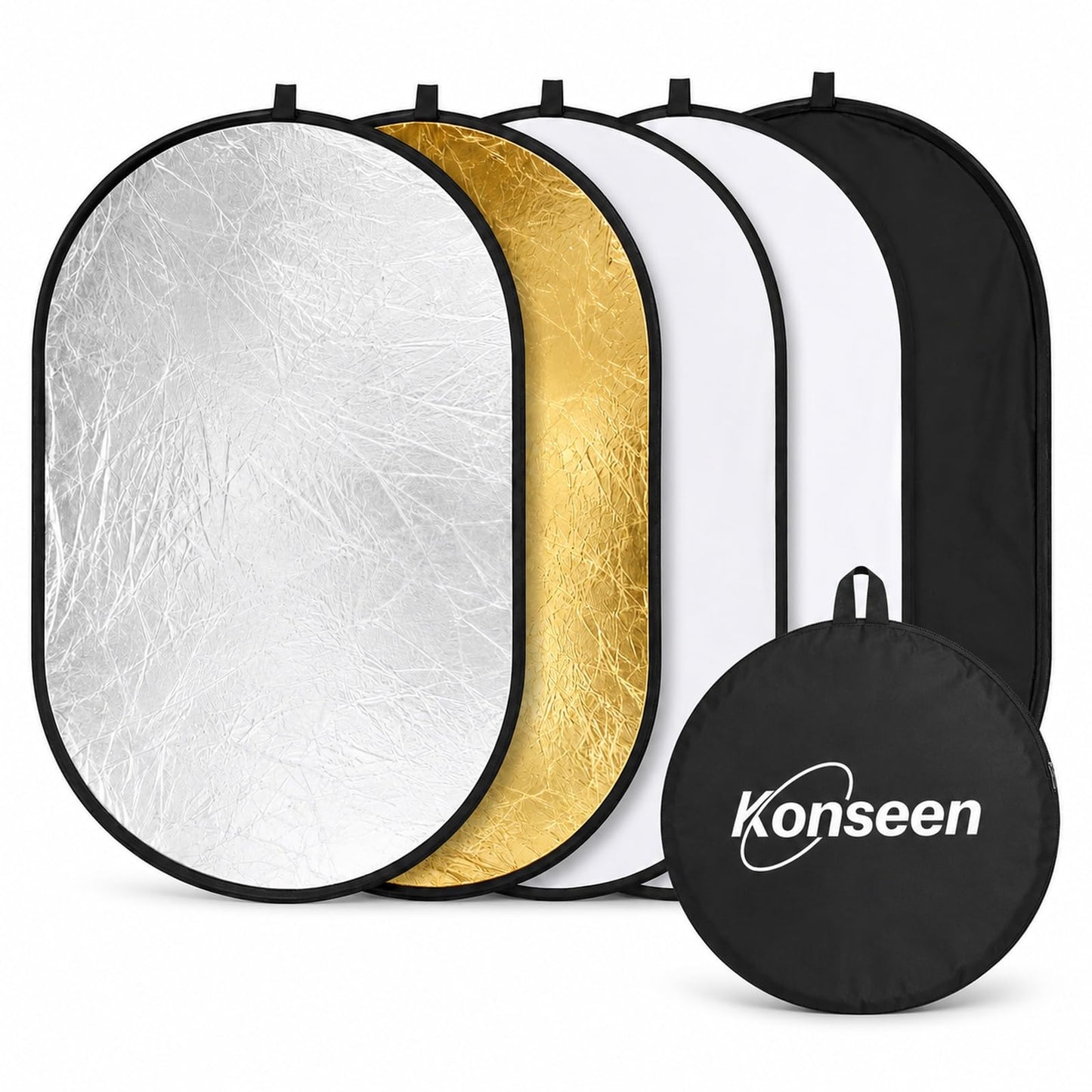 Konseen-Reflector de luz Ovalado 5 en 1 de 24x35 Pulgadas (60x90cm), portátil, Plegable para Estudio de fotografía, cámara fotográfica,iluminación,reflectores Kit de difusor con Estuche de Transporte