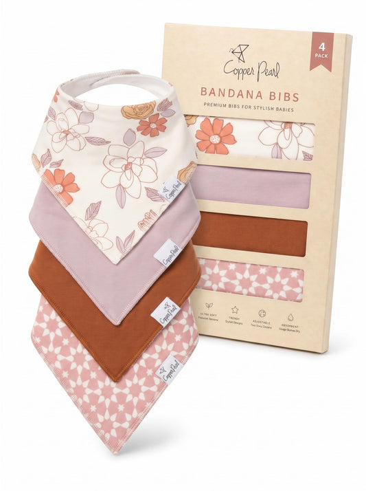 Baberos Bebé Copper Pearl Blanco Dentición (Set de 4)