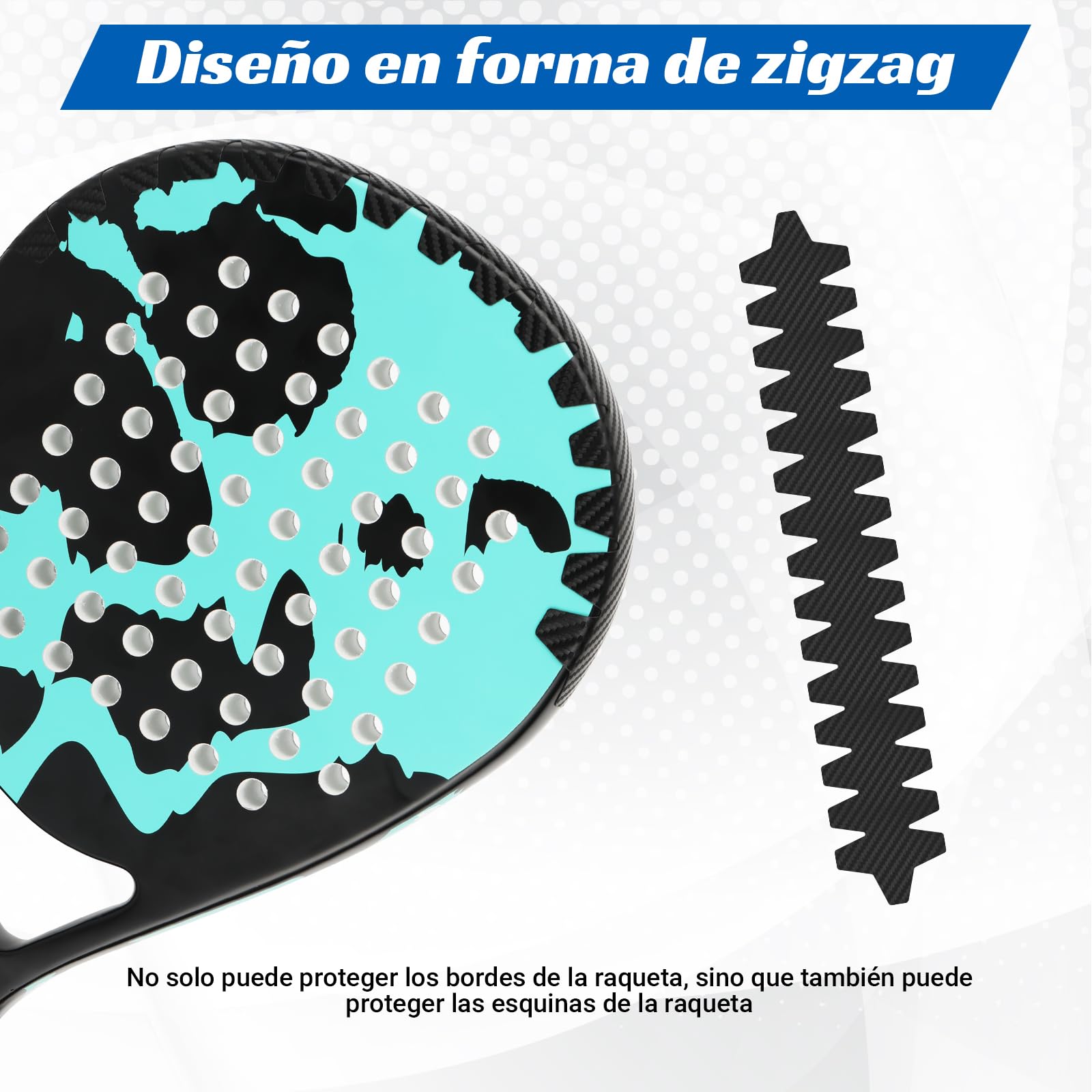Protector Pala Padel QMCZLA Negro Diseño de Aleta 68 mm Ajustable