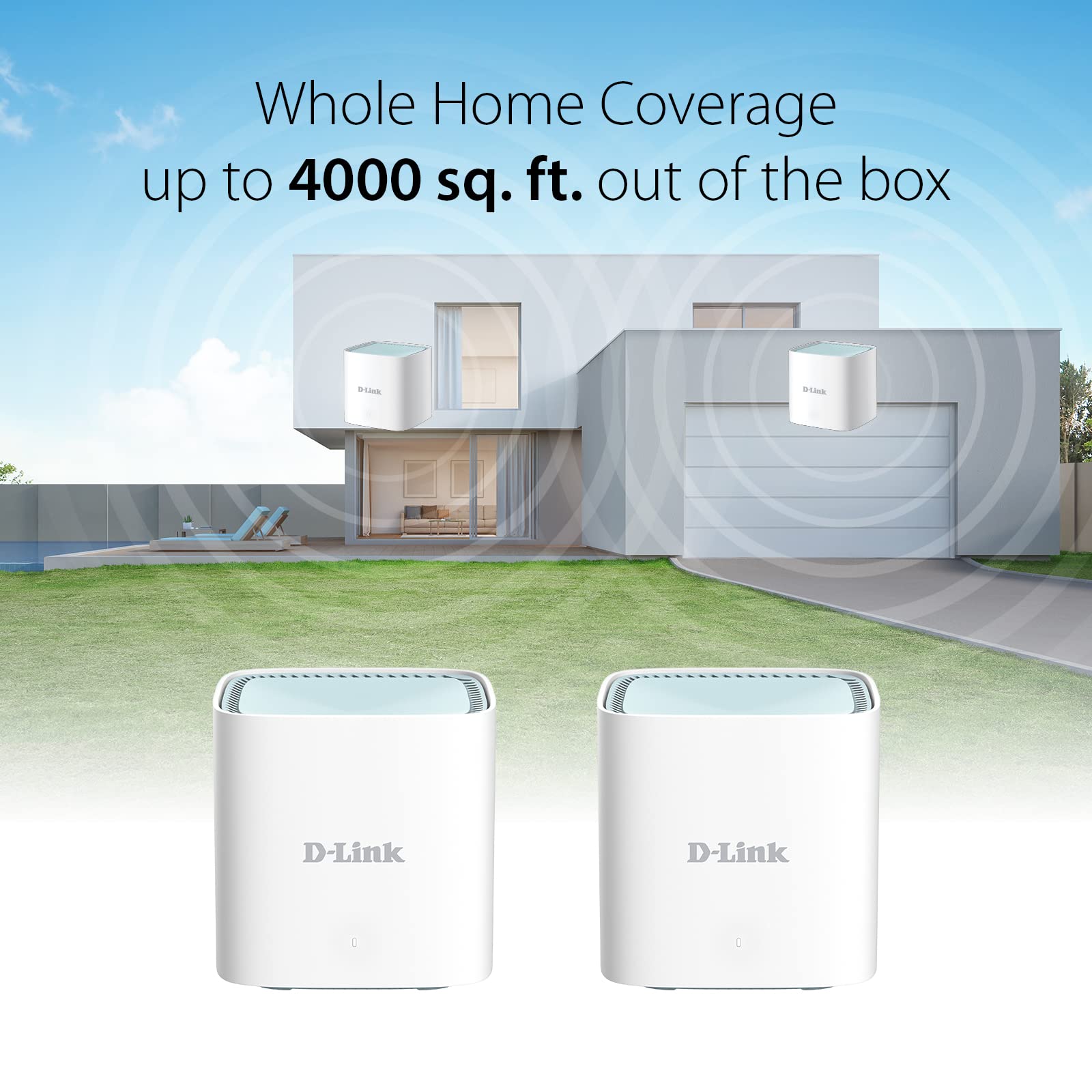 D-Link M15/2 Eagle Pro AI Mesh WiFi 6 Router System (2 Unidades) AX1500 - Paquete múltiple para Red inalámbrica Inteligente de Internet, Control de Voz