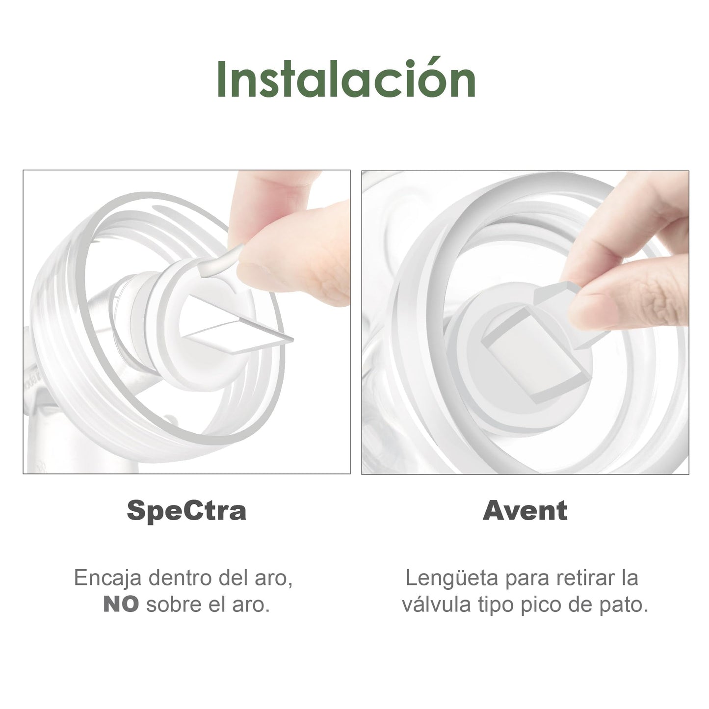 Válvula tipo pico de pato Maymom con lengüeta de extracción, compatible con extractores Medela / Spectra / Avent SCF332/334/394/391/430/330 / Motif Luna; válvula de repuesto para válvulas tipo pico de pato Spectra S1, S2, Synergy Gold