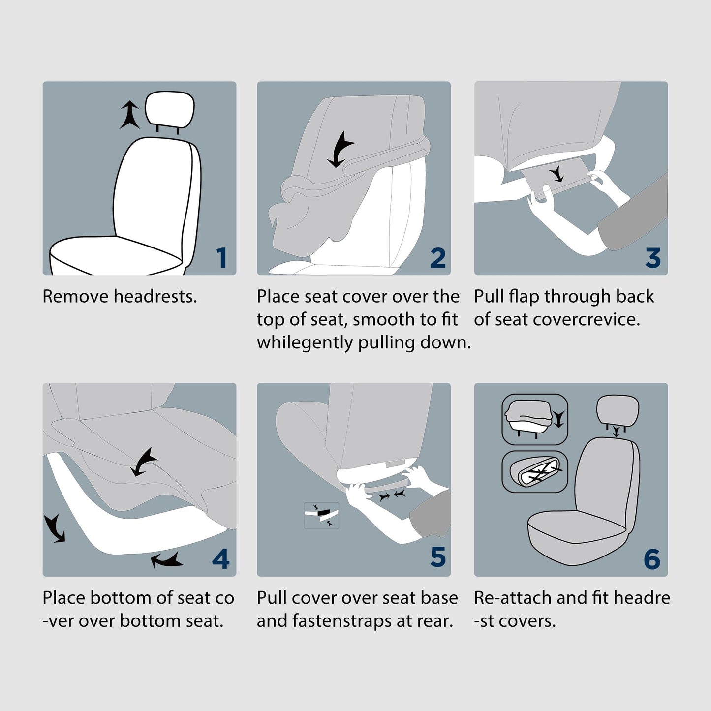 PIC AUTO - Fundas de Asiento Delantero de Coche con Respaldo Alto, diseño de Malla de Fibra de Carbono, Ajuste Universal, Compatible con airbag (Azul)