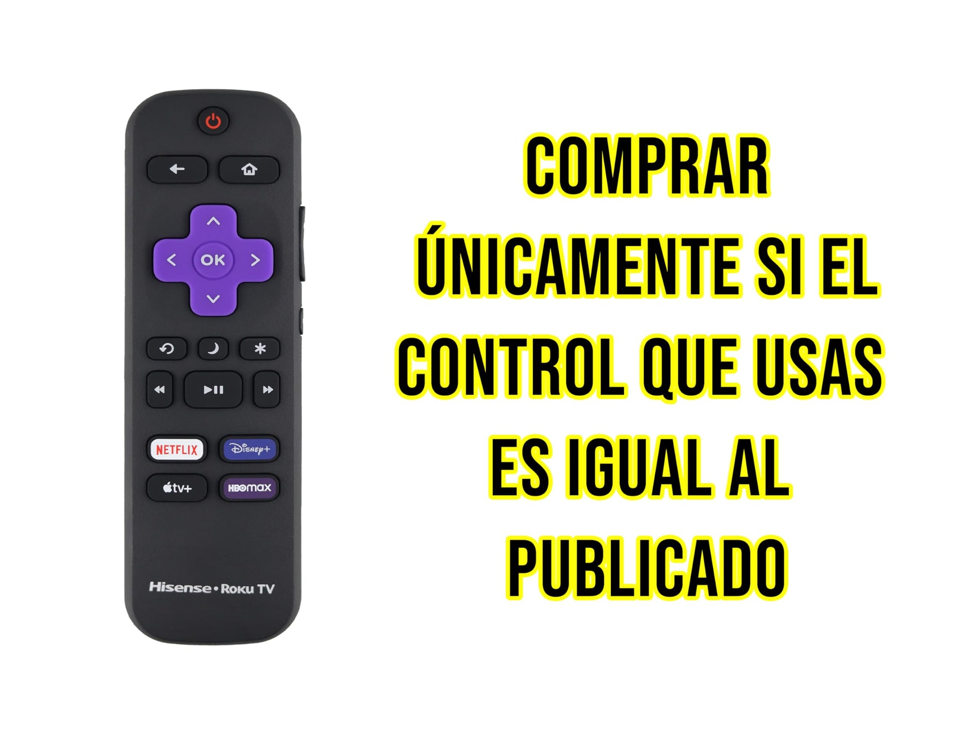 CONTROL EXPERT Control Remoto Compatible con Hisense Roku TV Smart TV Disney HBO MAX