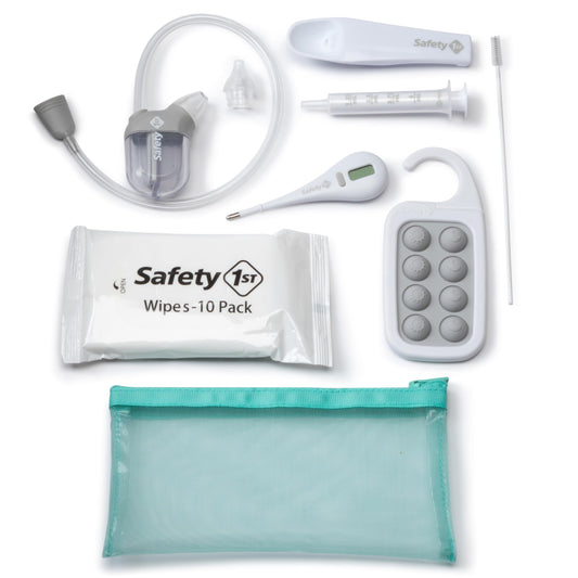Kit de supervivencia para el primer día de enfermedad, BoogEase Aspirador nasal con 2 tamaños de punta de nariz, color gris Blanco