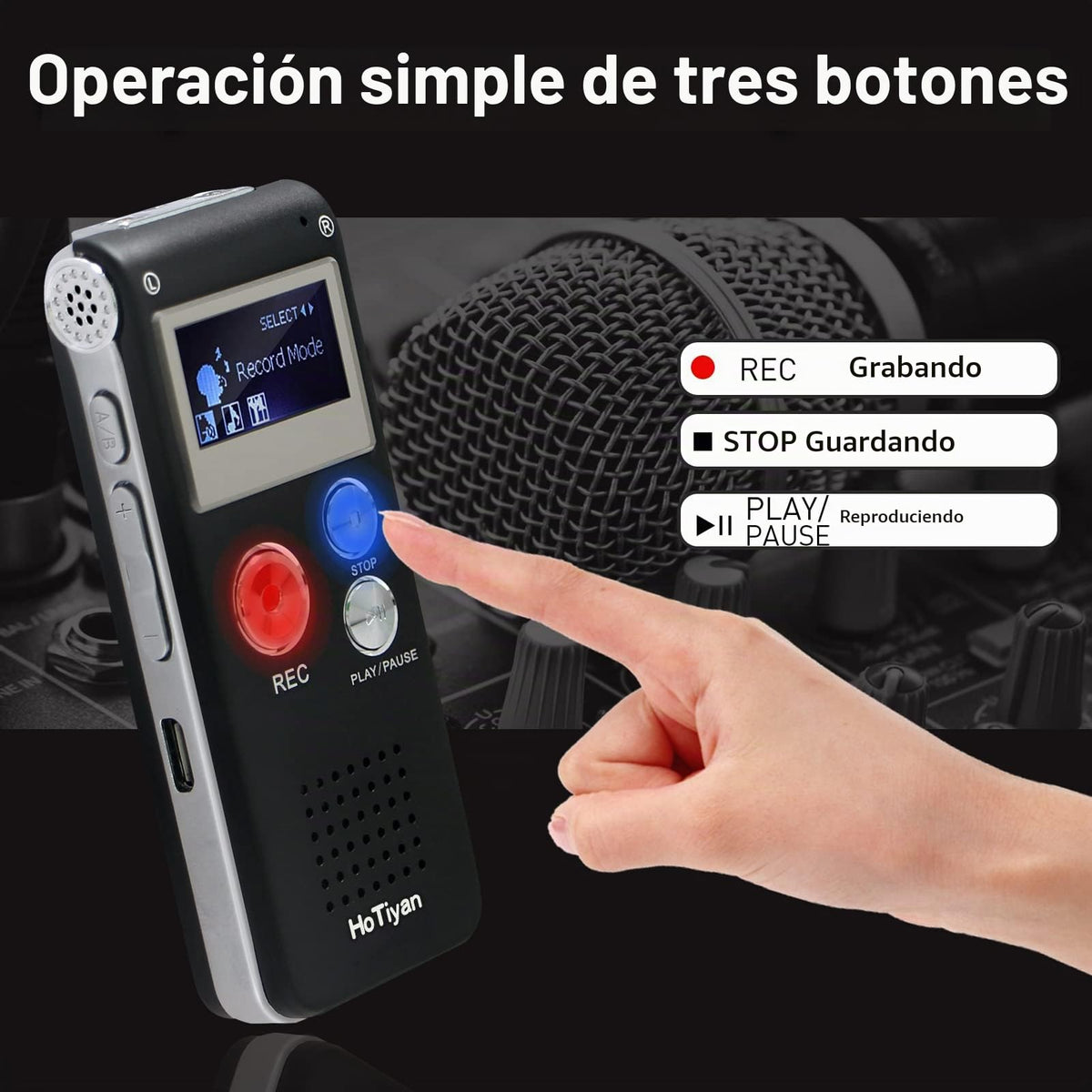 Grabadora de Voz Digital 8 GB Activación por Voz para Conferencias y Reuniones con Micrófono y Reproductor de MP3