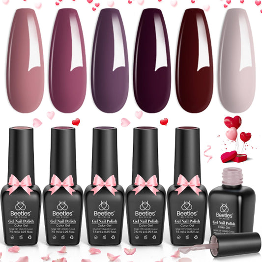 beetles Gel Polish - Set de Esmaltes en Gel 6 Colores Otoñales, UV/LED, 7.5 ml Cada Uno