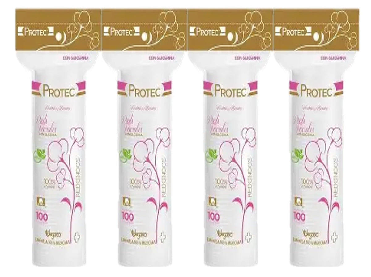 Almohadillas Faciales Protec Glicerina Algodón Suave para Limpieza y Desmaquillado 400 Piezas