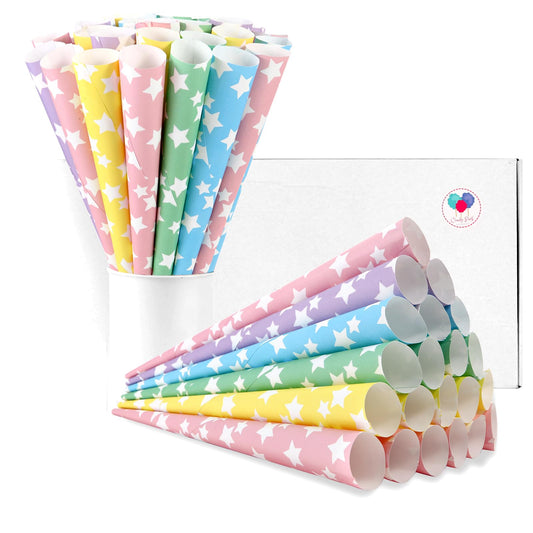 Conos de algodón de primera calidad, paquete de 100 estrellas del arco iris, conos de papel multicolor de Candy Park, para máquinas de algodón y hilo de caramelo, azúcar para celebraciones y fiestas
