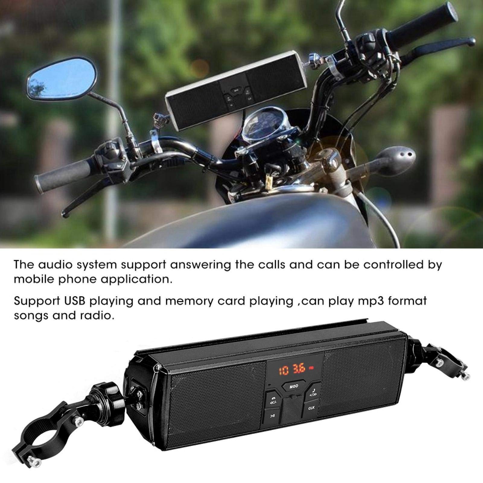 estéreo de manillar, altavoz de motocicleta Accesorio de modificación de motocicleta Barra de manillar de sonido de graves mejorado A prueba de agua para motocicleta para(negro)