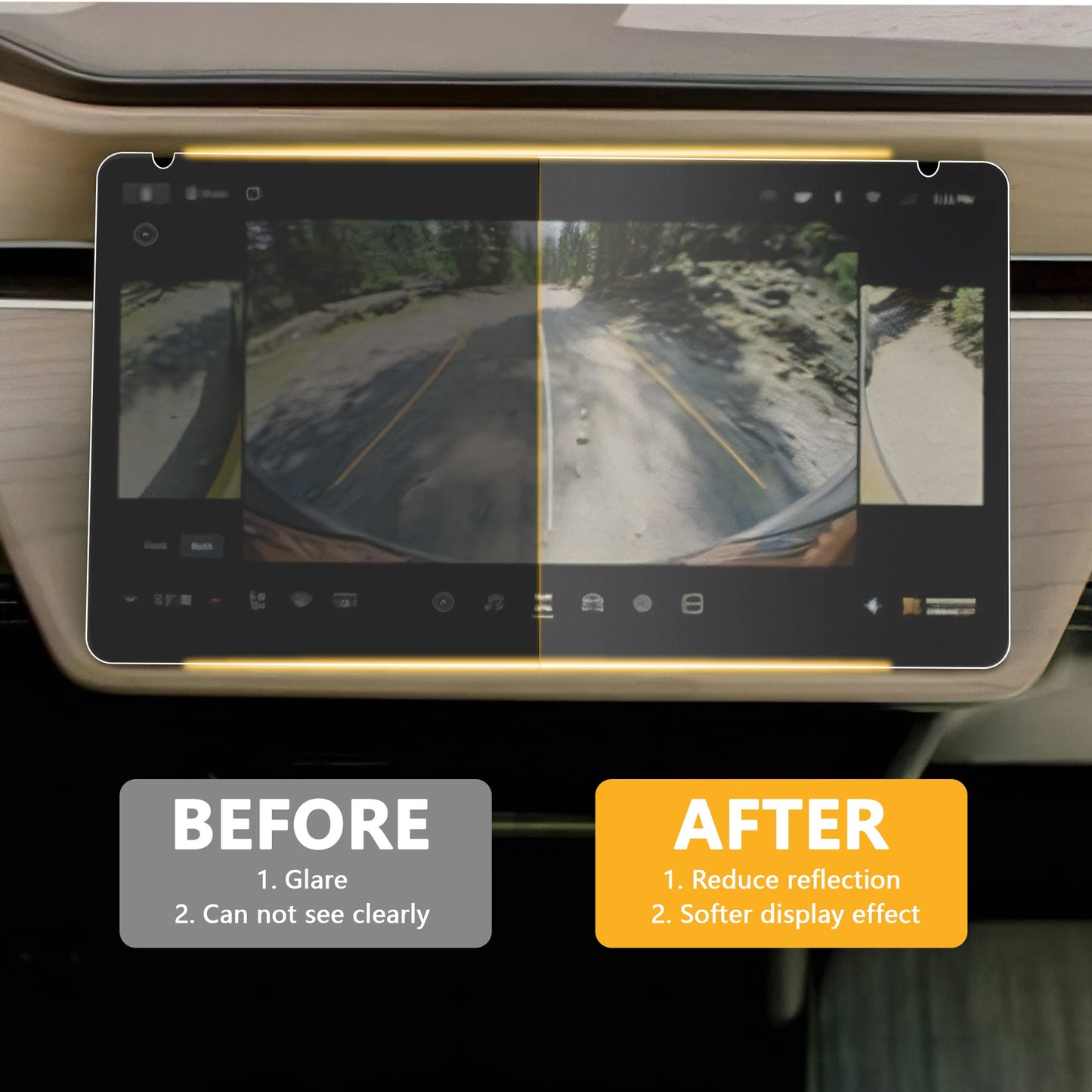 RERPRO Protector de visualización de vidrio templado compatible con Rivian R1T R1S 2022 2023, accesorios interiores, panel táctil, visualización táctil, película templada de dureza 9H, paquete de 3 pantallas