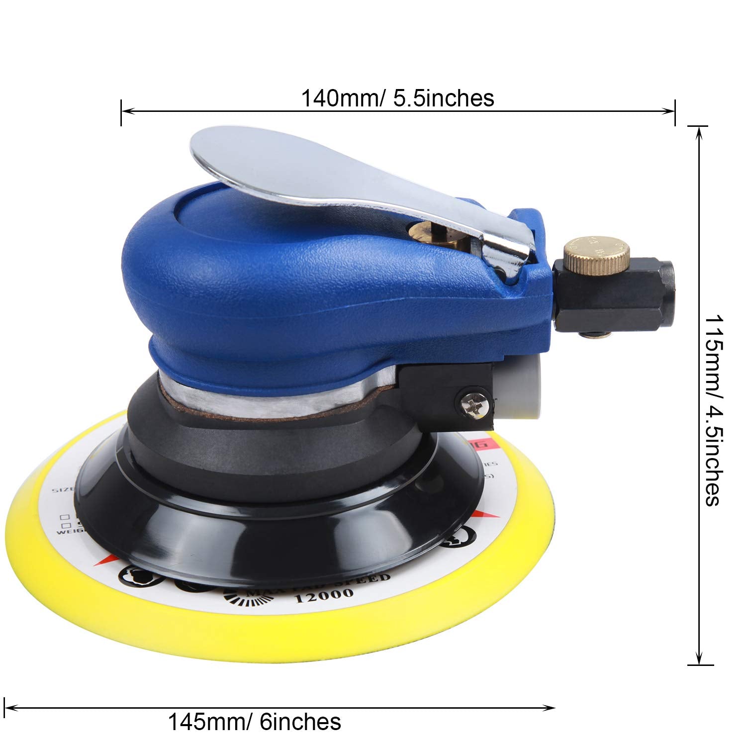 Lijadora Orbital YELWAY 6 Pulgadas Neumática de Doble Acción con Velocidad Ajustable
