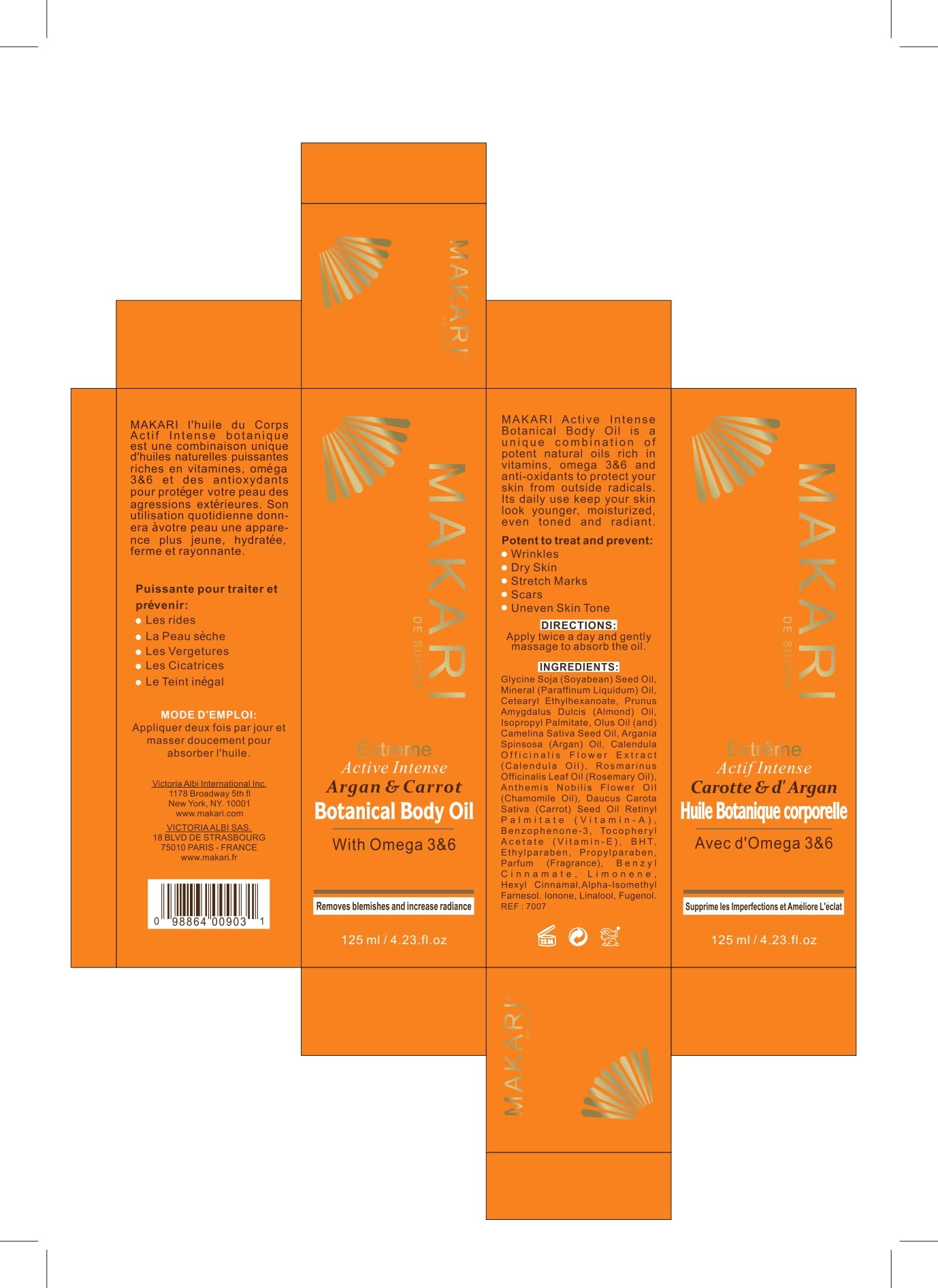 Makari Extreme Botanical Body Oil 4.23 fl. Oz. â€" Moisturizing, Toning & Anti-Aging Body Treatment With Omega 3 & 6, Argan, Carrot & Soybean Oils â€" Hydrating Formula for Wrinkles, Dryness