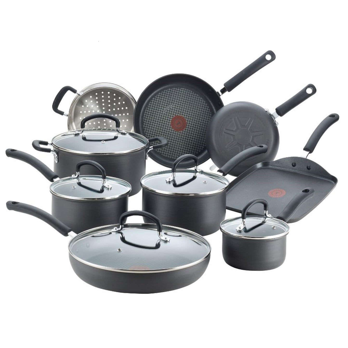 Juego de Utensilios de Cocina T-fal Negro Anodizados Duros Anti-Adherentes 14 Piezas