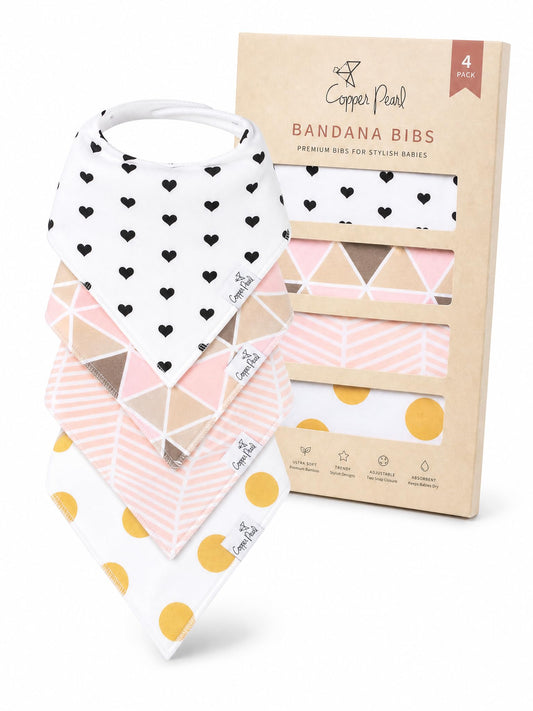 Baberos Tipo Bandana Copper Pearl Rosa para Bebés para Babear y Dentición, Set de Rubores para Niñas