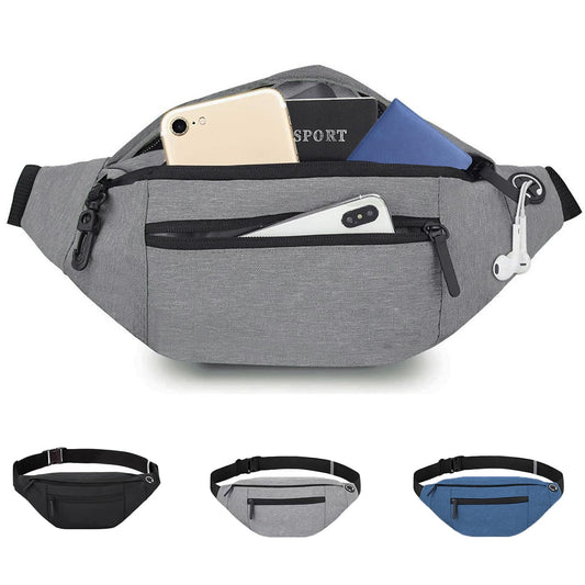 CXJYSD Riñonera de casual para hombres y mujeres,correa de hombro ajustable multifuncional,bolso cruzado con 4 bolsillos con cremallera, adecuado para hacer ejercicio,correr (gris claro-04)