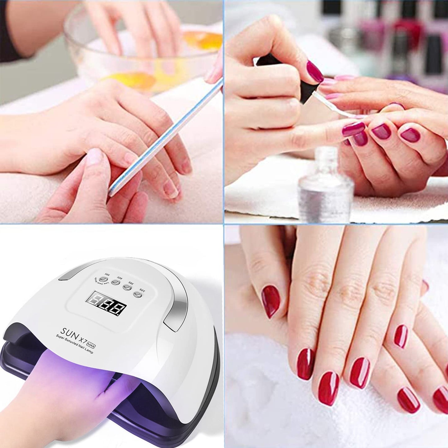CARYWON - Lámpara de Uñas, 200W 45 UV LED Lámpara de Uñas para Esmalte de Gel, Secador de Uñas con 4 Ajustes de Temporizador y Pantalla LCD, Lámpara de gel de Curado Portátil más Rápido