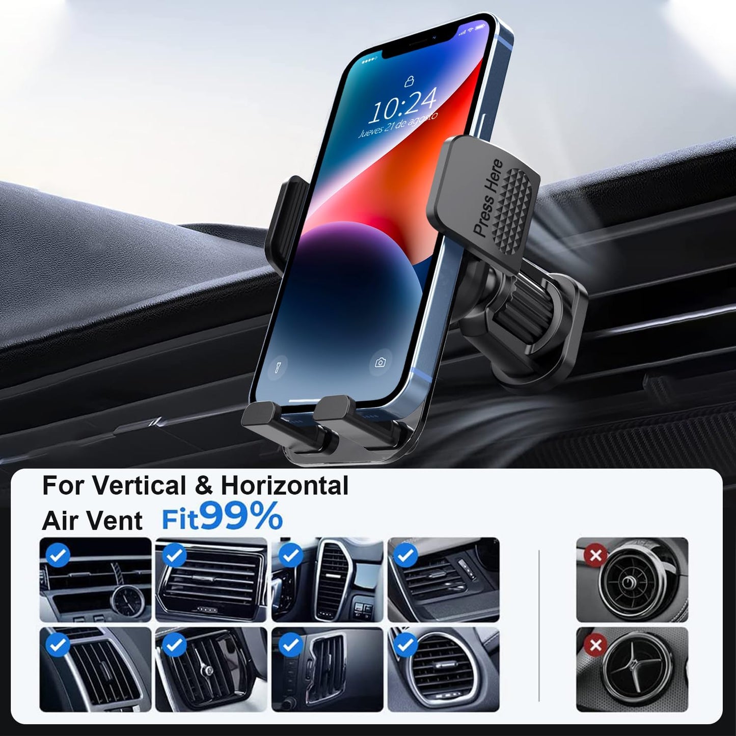 Soporte para Celular Miortior Negro con Rotación de 360° para Automóvil