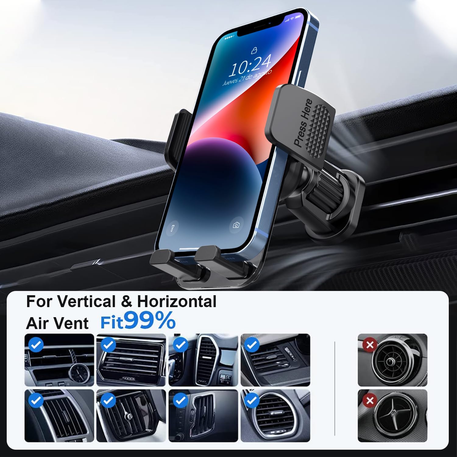 Soporte para Celular Miortior Negro con Rotación de 360° para Automóvil