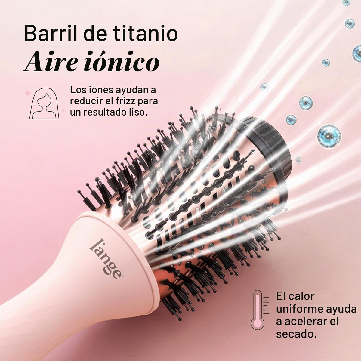 Cepillo Secador L'ANGE HAIR Titanio 2 en 1 Le Volume Ovalado Antifrizz para Cabello