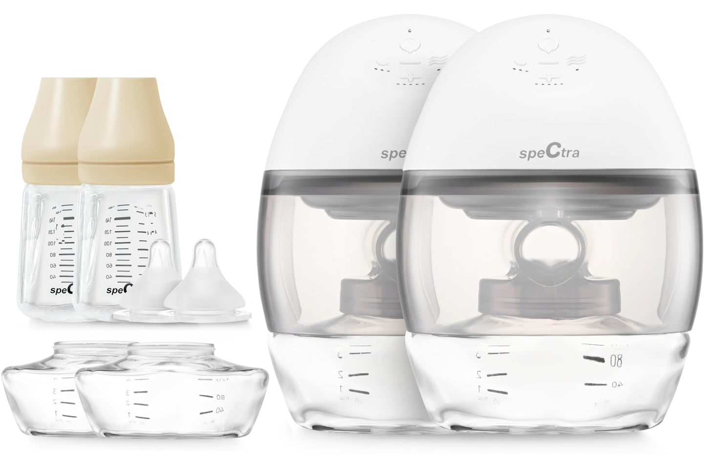 Spectra Extractor de Leche Eléctrico Manos Libres Wearable | 2 Spectra Extractores de Leche Portátiles Sin Cable, Recargables | Sacaleches Sistema Cerrado | Para Bebé y Maternidad | 24mm