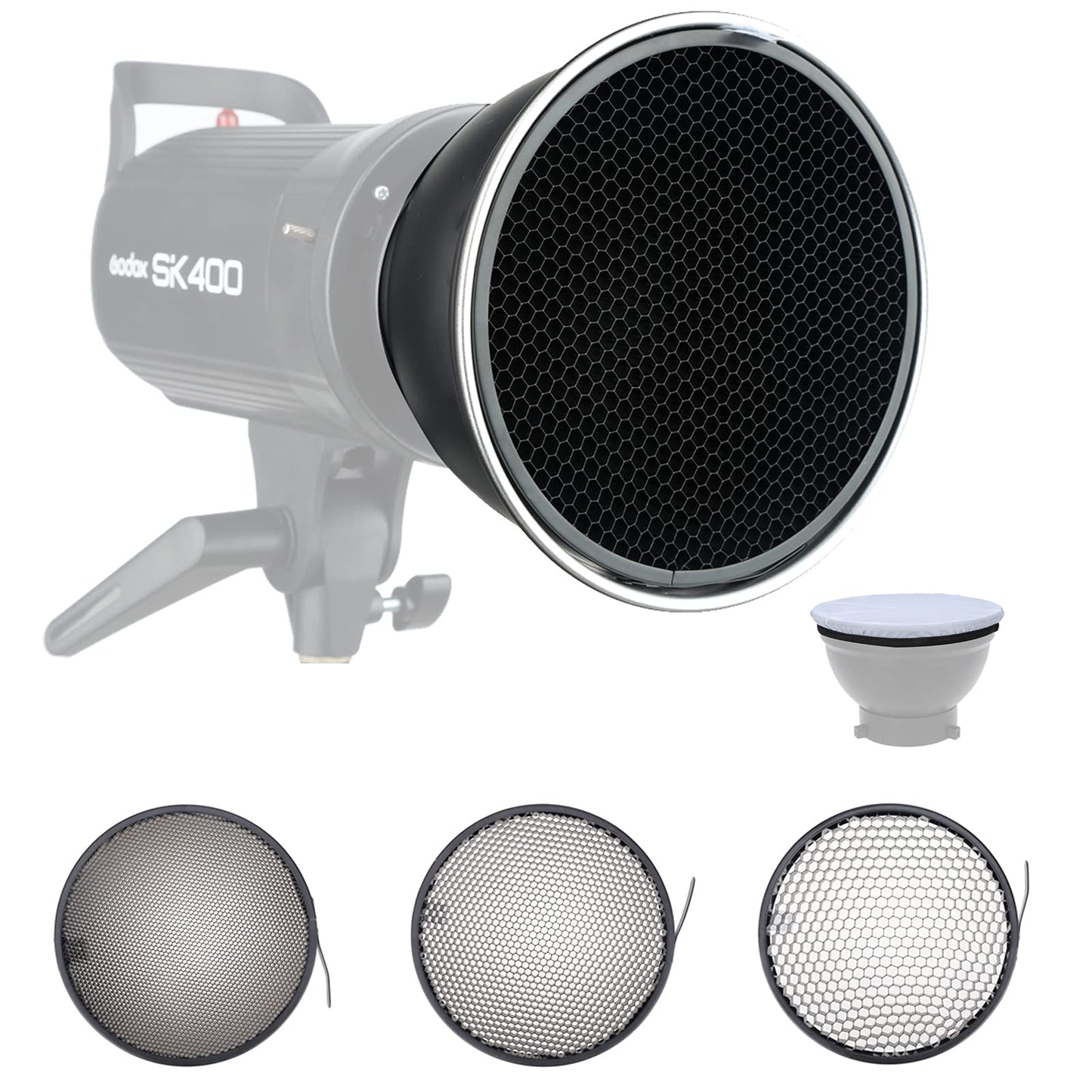 Godox Reflector estándar de 7in / 18 cm Difusor con rejilla de panal de abeja 20/40/60
